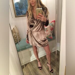 Long Sleeve Velvet Wrap Dress